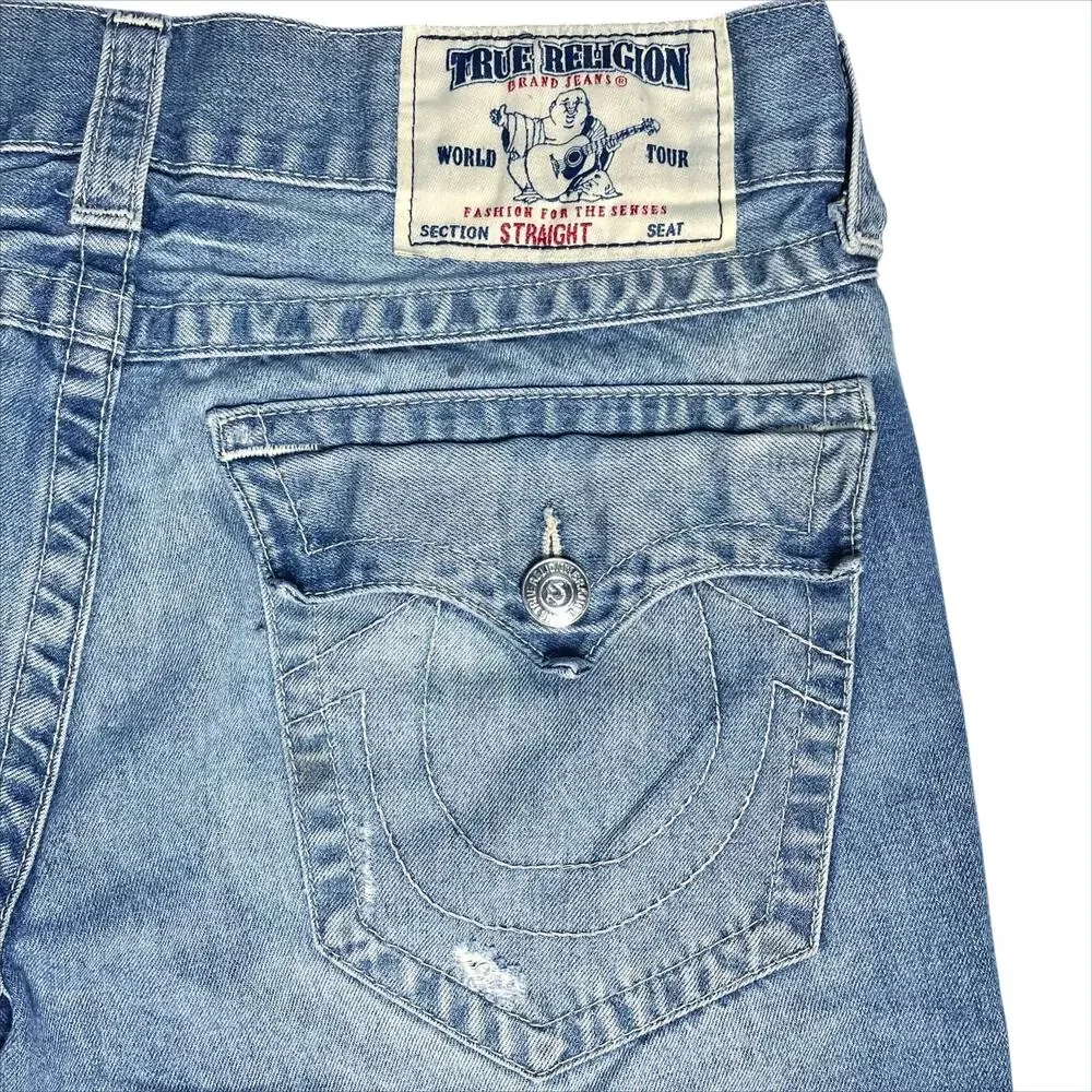 TRUE RELIGION Men's Basic Straight WFLPS Natural Faded Medium Wash Jeans 32X32